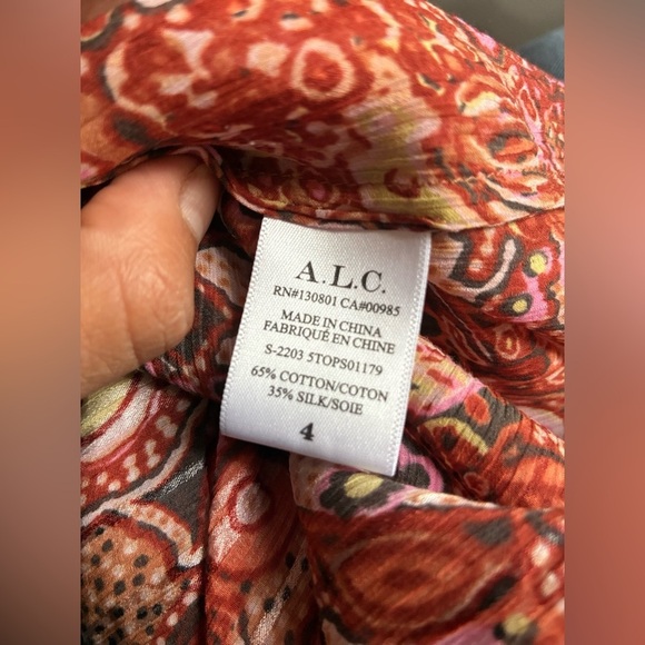 A.L.C Julianna Silk Short-sleeve Top In Sorbet Multi Size 4 - Picture 9 of 11